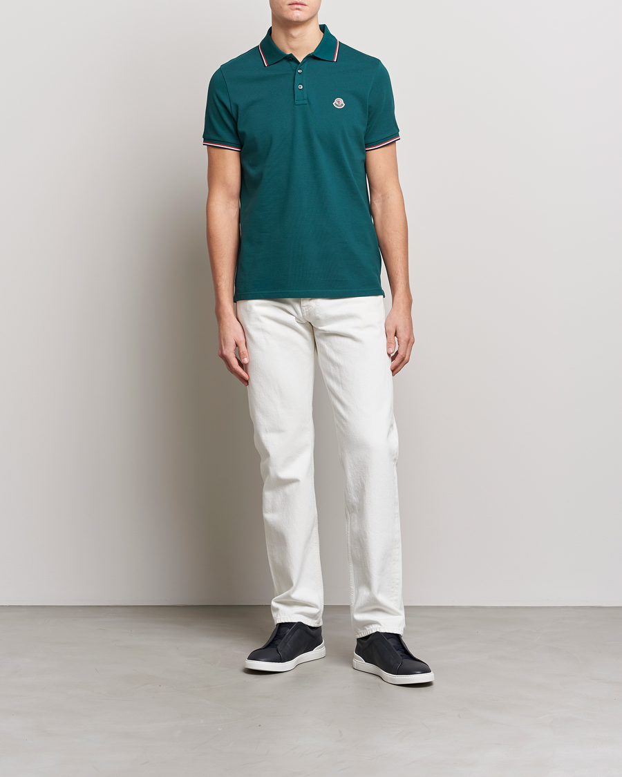 Herre | Polotrøjer | Moncler | Contrast Rib Polo Bottle Green