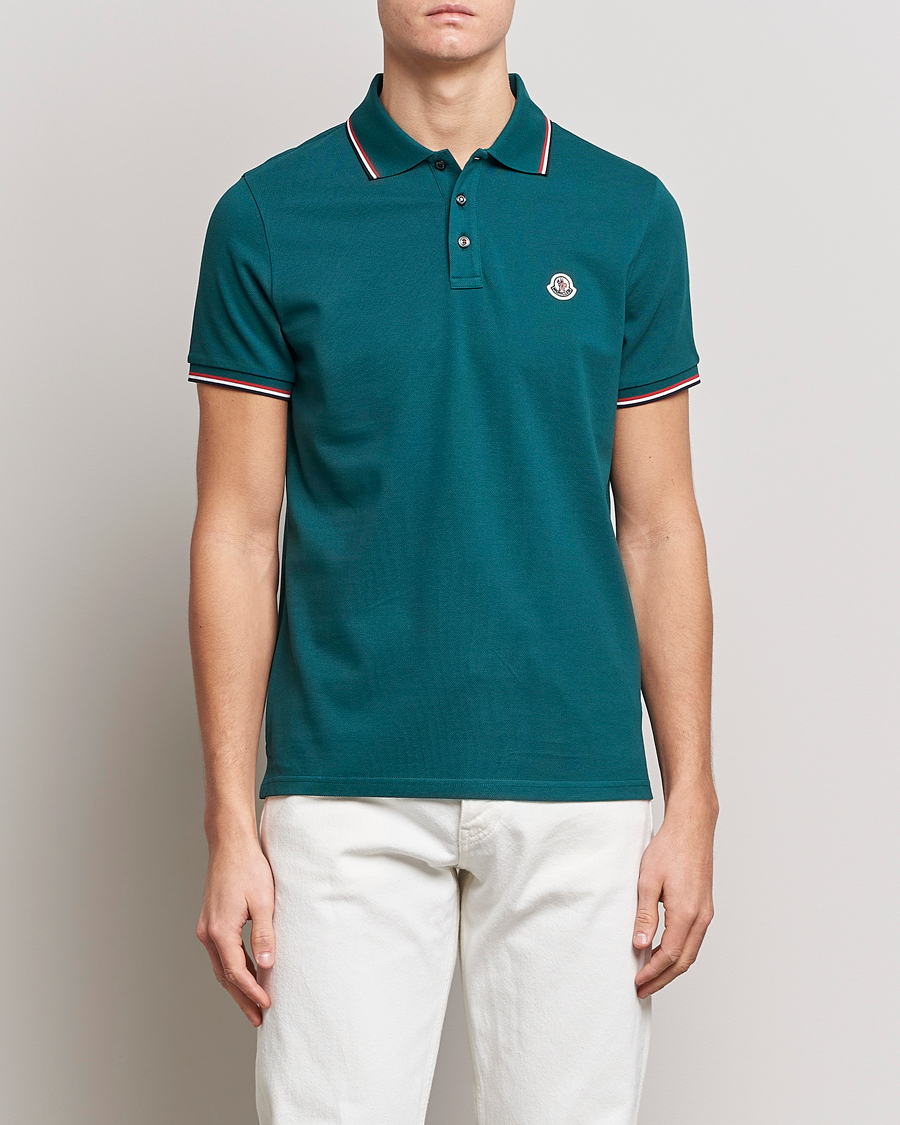 Herre | Moncler | Moncler | Contrast Rib Polo Bottle Green