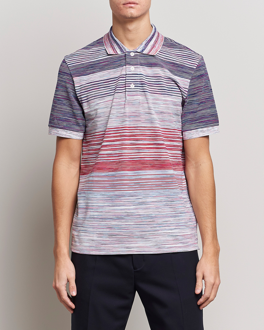 Herre | Missoni | Missoni | Short Sleeve Space Dye Polo Navy/Light Blue