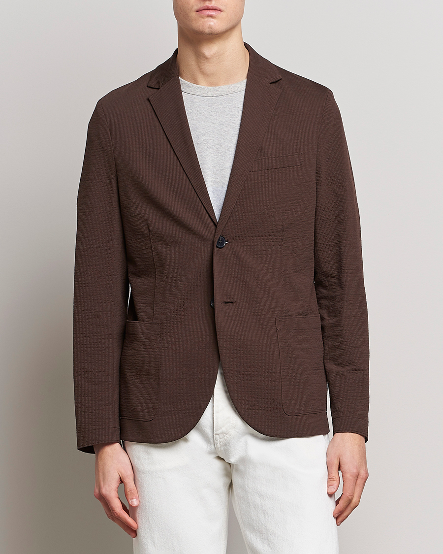 Herre | Blazere & jakker | Harris Wharf London | Coolmax Seersucker Blazer Brown
