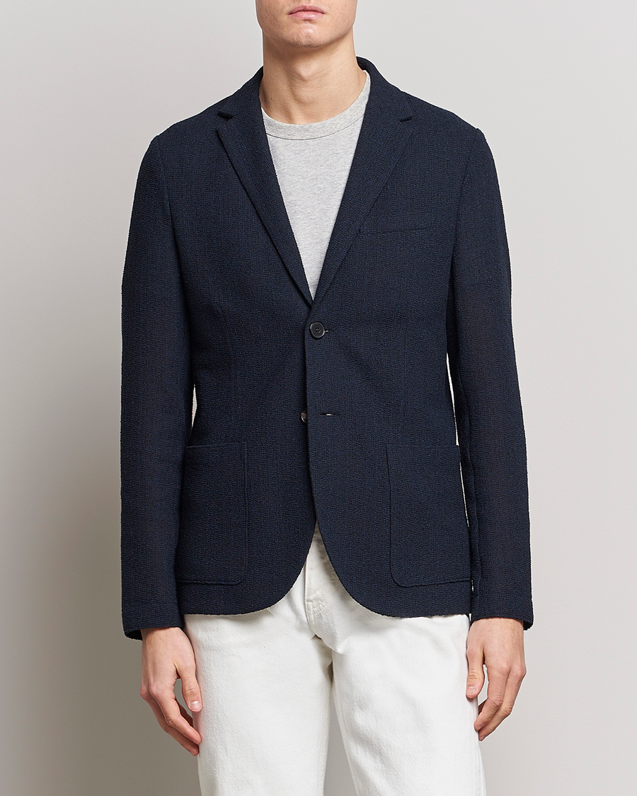 Herre | Bomuldsblazer | Harris Wharf London | Cotton Frisè Blazer Blue/Black