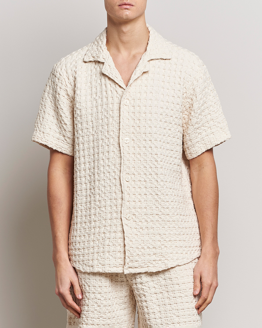 Herr | Casual | OAS | Cuba Waffle Shirt Ecru