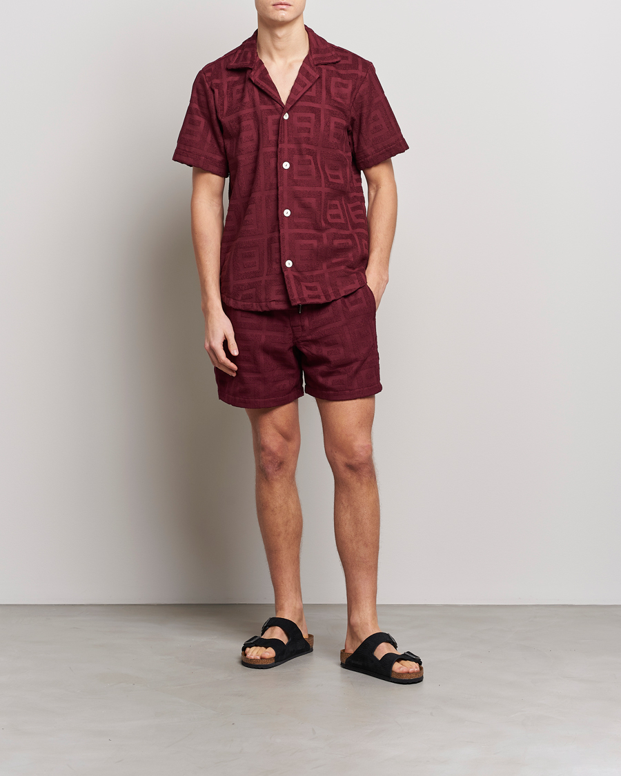 Herre | Skjorter | OAS | Terry Cuba Short Sleeve Shirt Burgundy