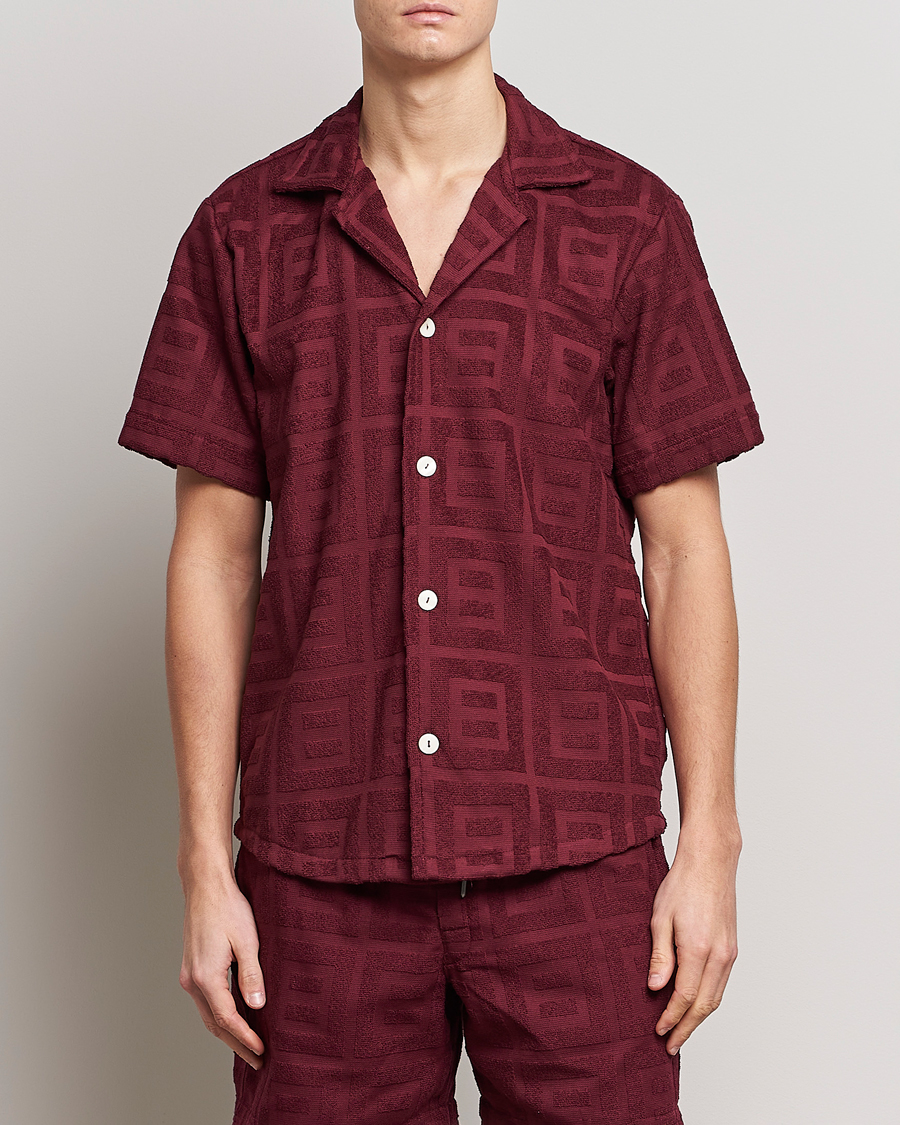 Herre | Skjorter | OAS | Terry Cuba Short Sleeve Shirt Burgundy