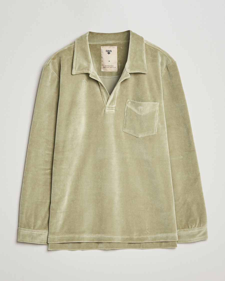 Herre | Skjorter | OAS | Long Sleeve Velour Shirt Washed Green