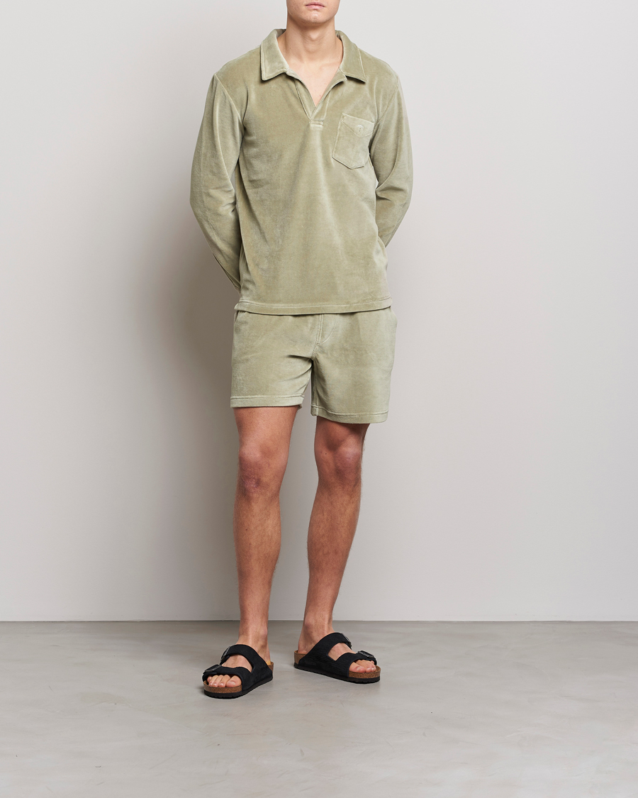 Herre | Skjorter | OAS | Long Sleeve Velour Shirt Washed Green