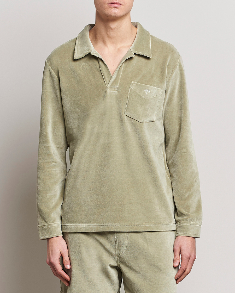 Herre | Skjorter | OAS | Long Sleeve Velour Shirt Washed Green