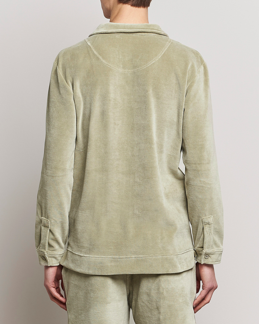 Herre | Skjorter | OAS | Long Sleeve Velour Shirt Washed Green