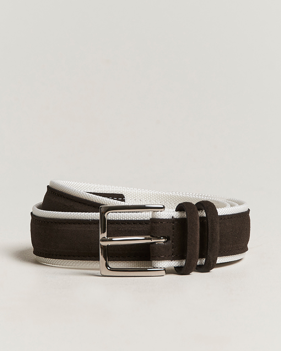Herre | Orciani Amalfi Suede/Canvas Belt Dark Brown | Orciani | Amalfi Suede/Canvas Belt Dark Brown