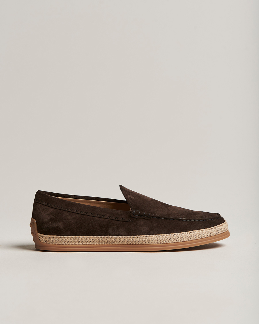 Herre | Tod's Raffia Loafers Dark Brown Suede | Tod's | Raffia Loafers Dark Brown Suede