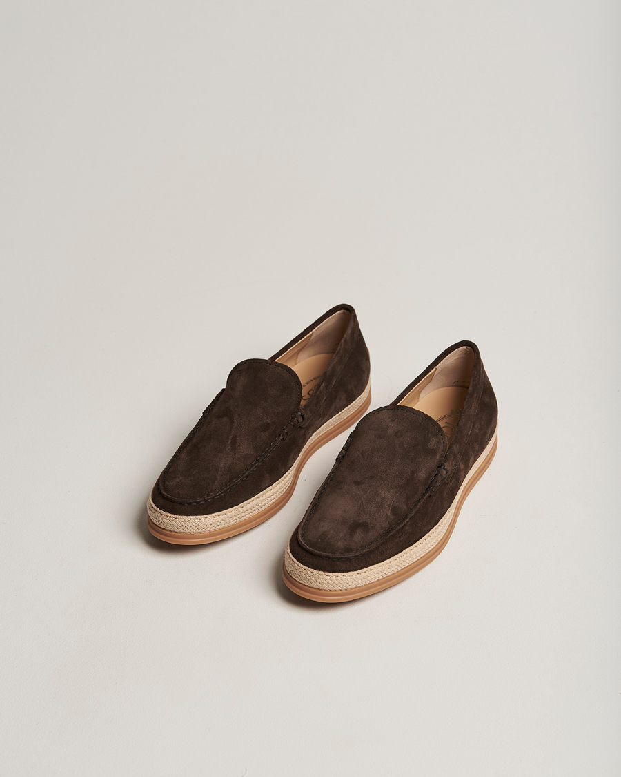 Herre | Tod's Raffia Loafers Dark Brown Suede | Tod's | Raffia Loafers Dark Brown Suede