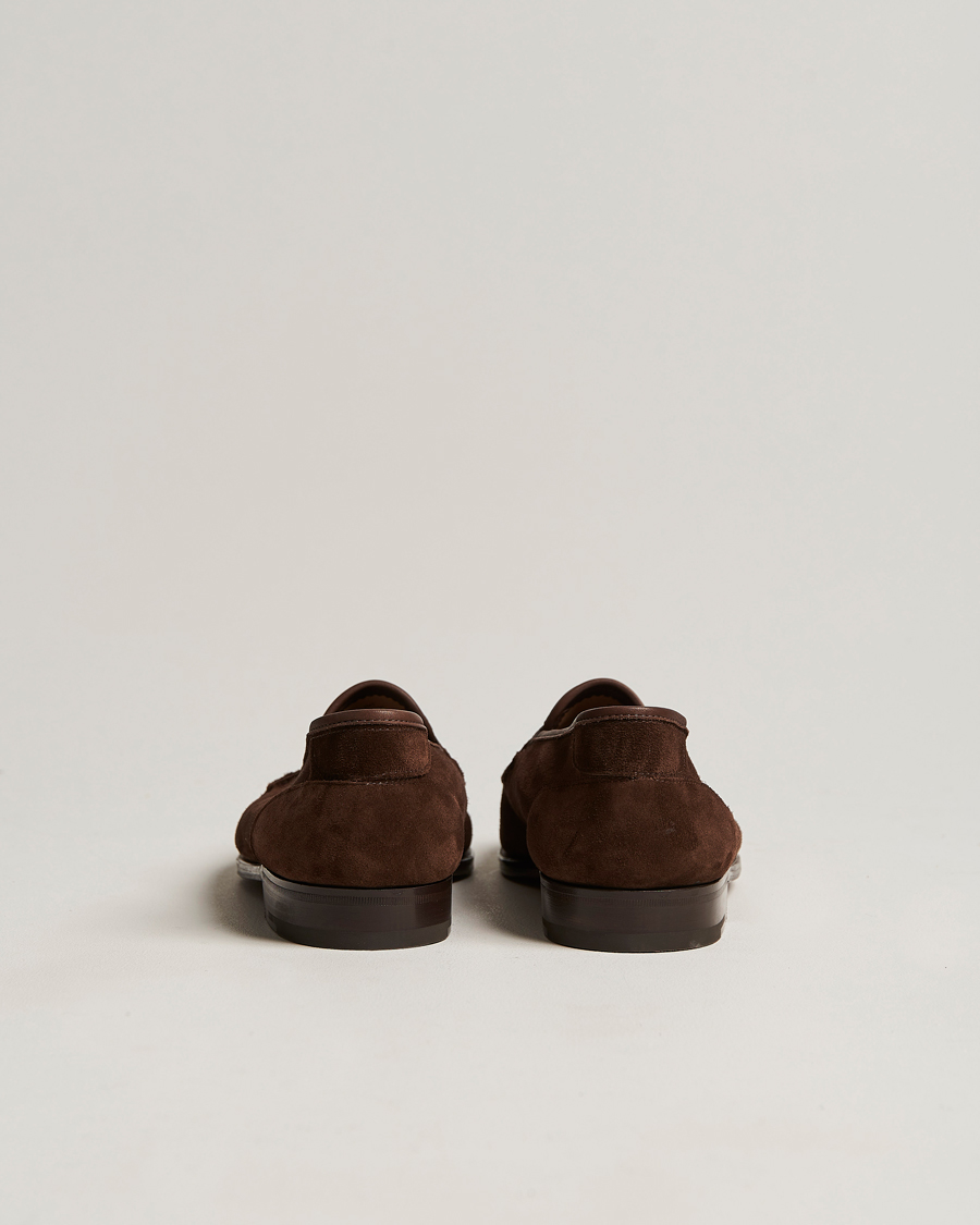 Herre | John Lobb Bath Glove Suede Loafers Dark Brown | John Lobb | Bath Glove Suede Loafers Dark Brown