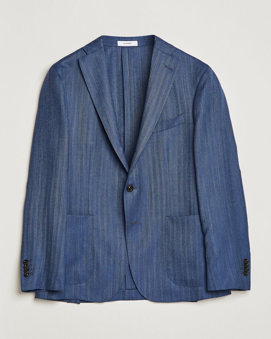 Herre | Blazere & jakker | Boglioli | Wool/Silk Herringbone Blazer Dark Blue