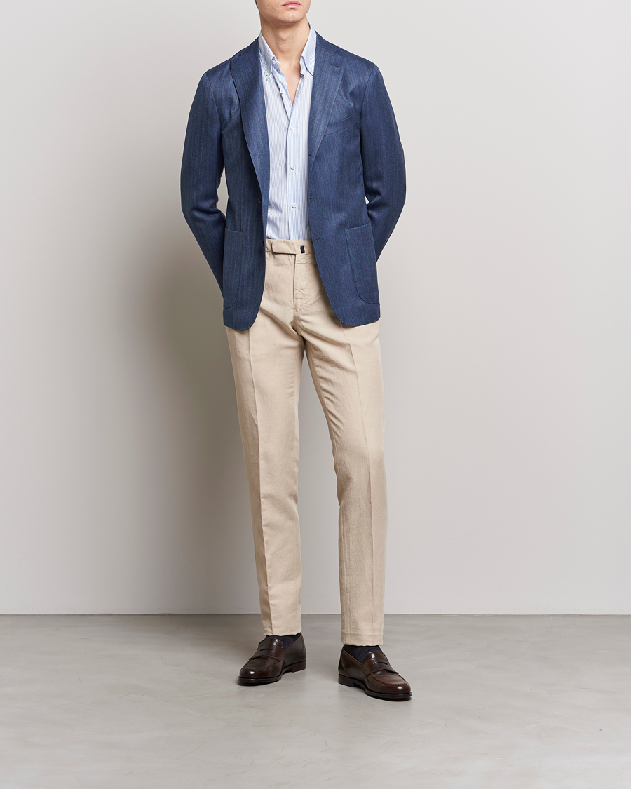 Herre | Blazere & jakker | Boglioli | Wool/Silk Herringbone Blazer Dark Blue