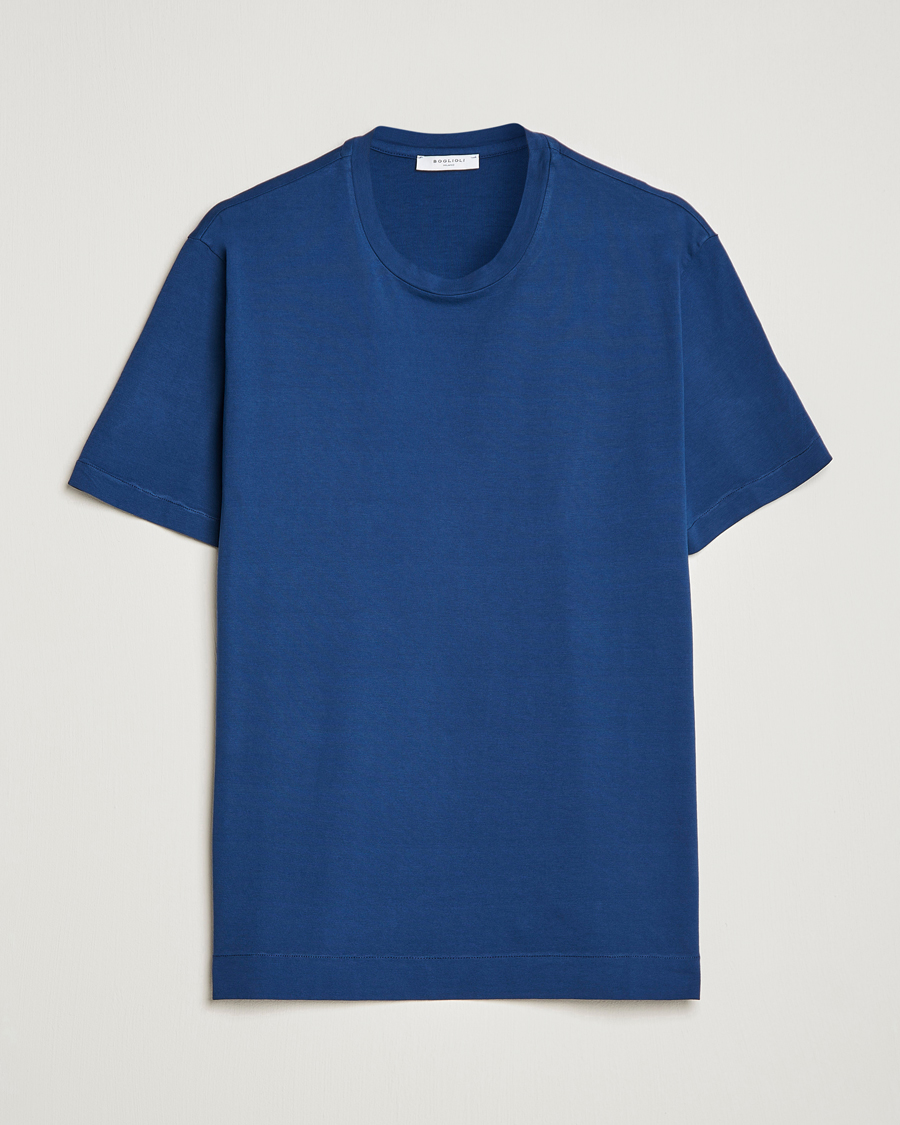 Herre | T-Shirts | Boglioli | Short Sleeve T-Shirt Washed Navy