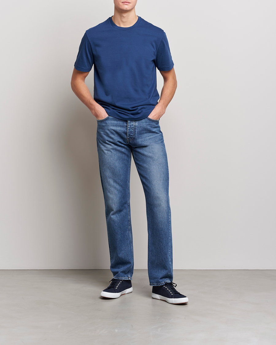 Herre | T-Shirts | Boglioli | Short Sleeve T-Shirt Washed Navy