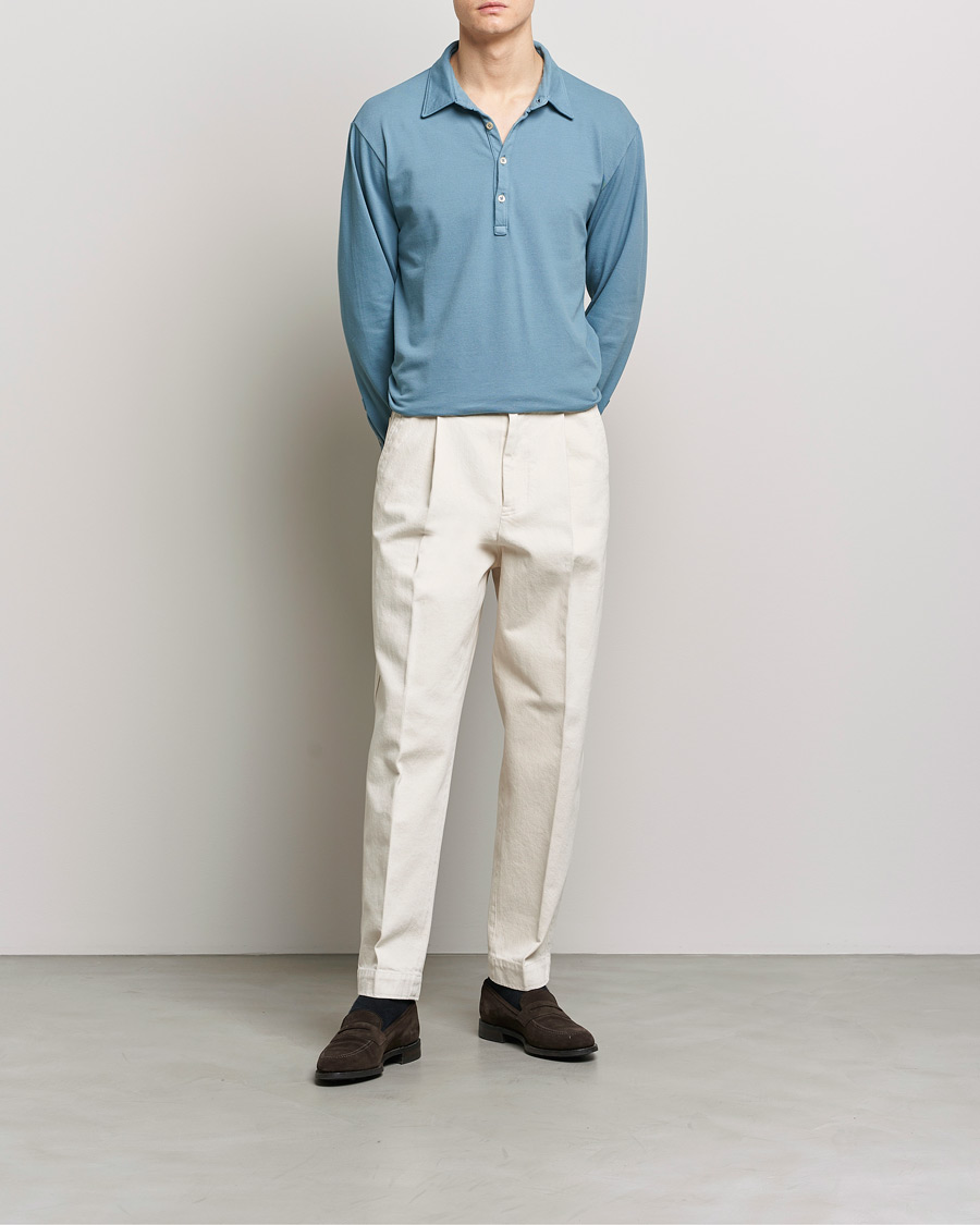 Herre | Trøjer | Boglioli | Long Sleeve Polo Light Blue