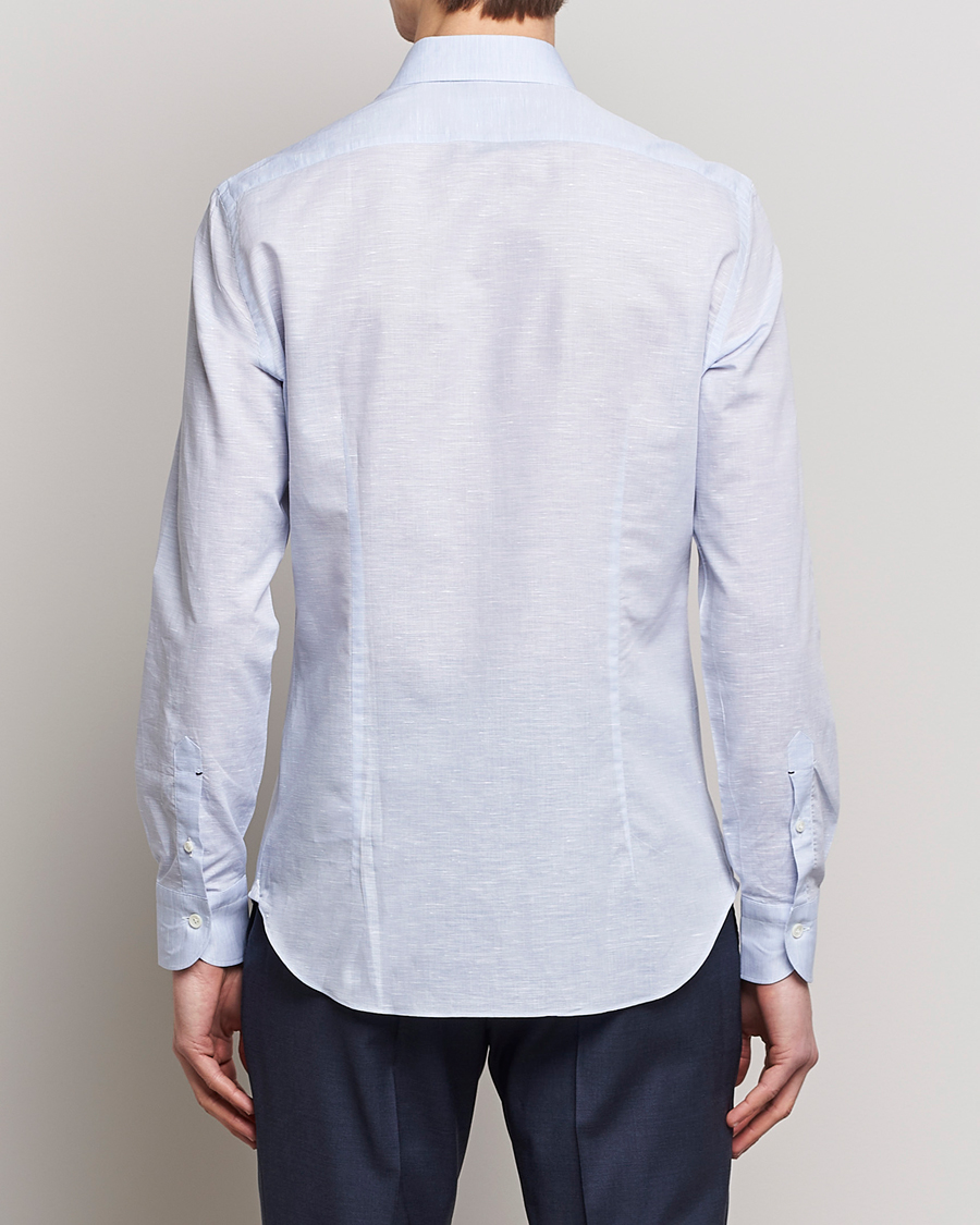 Herre | Skjorter | Mazzarelli | Soft Cotton/Linen Shirt Light Blue
