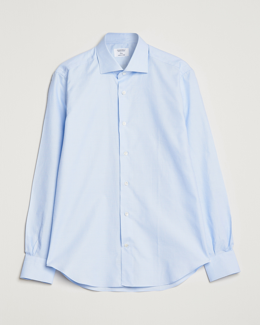 Herre | Skjorter | Mazzarelli | Soft Cotton Microweave Shirt Light Blue