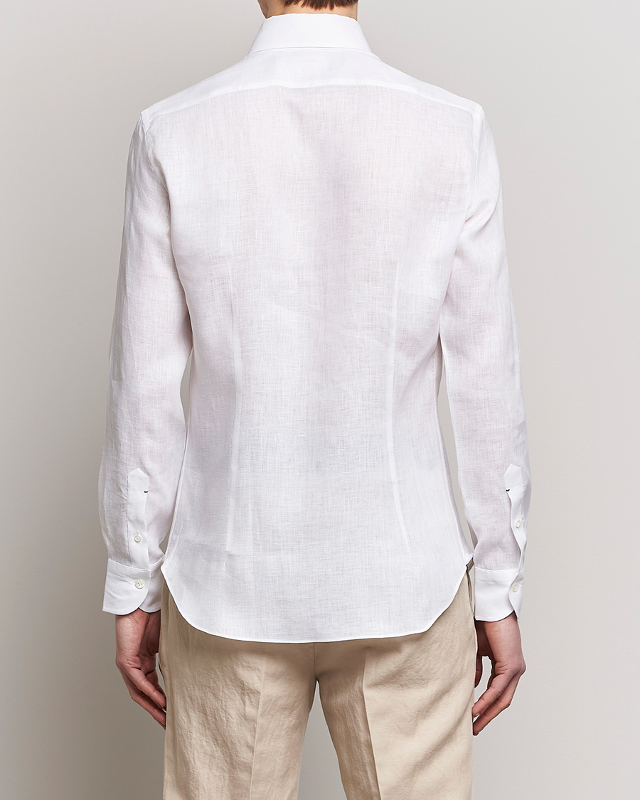 Herre | Skjorter | Mazzarelli | Soft Linen Button Down Shirt White