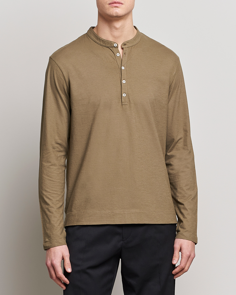 Herre | Trøjer | Massimo Alba | Hawai Watercolor Henley Green Desert