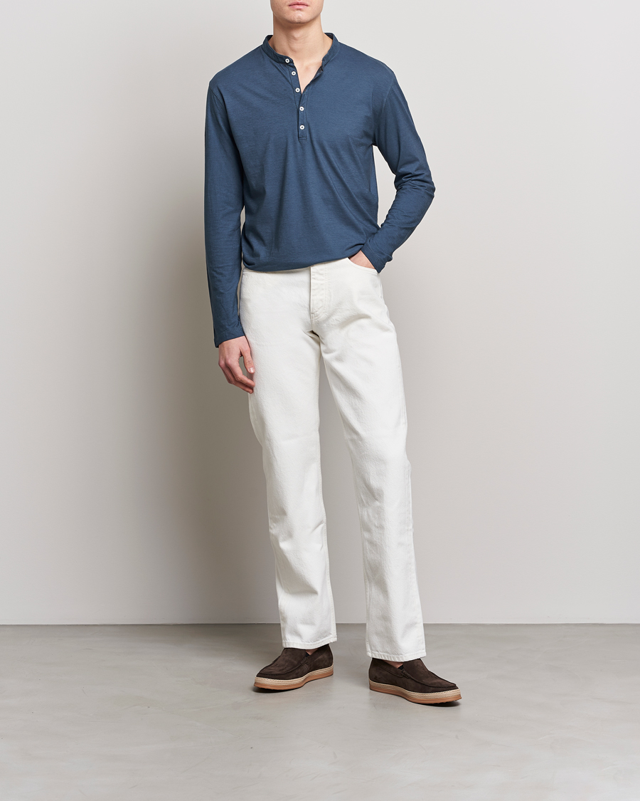 Herre | Trøjer | Massimo Alba | Hawai Watercolor Henley Moon Rock
