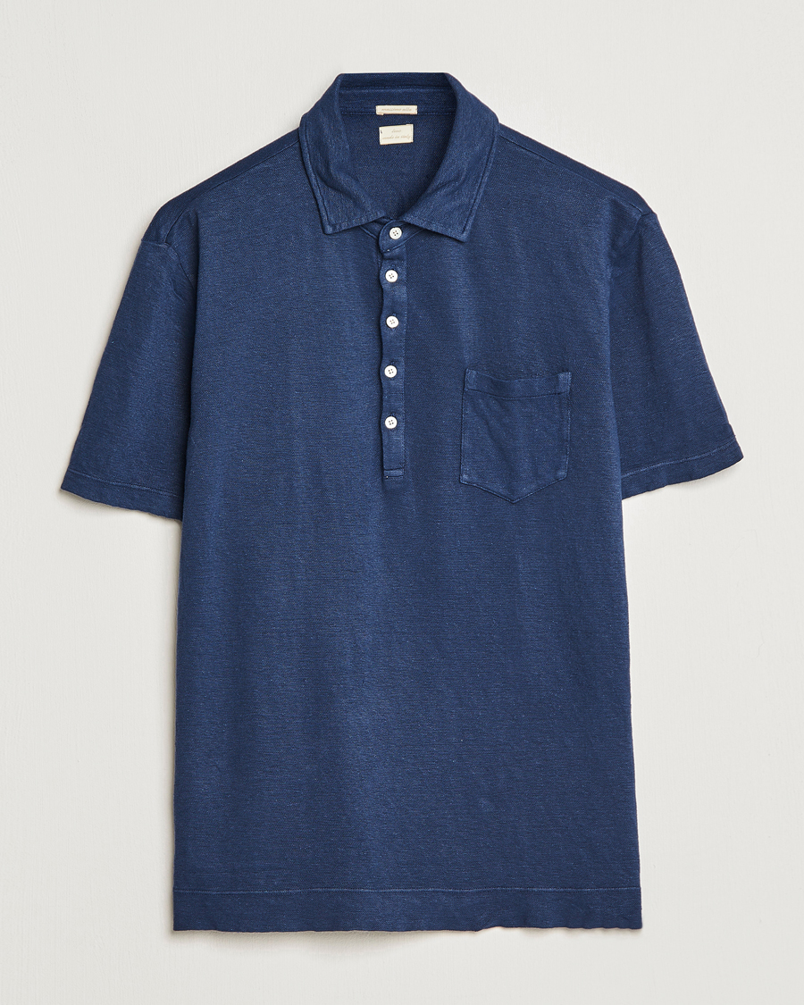 Herre | Polotrøjer | Massimo Alba | Wembley Linen Polo Navy