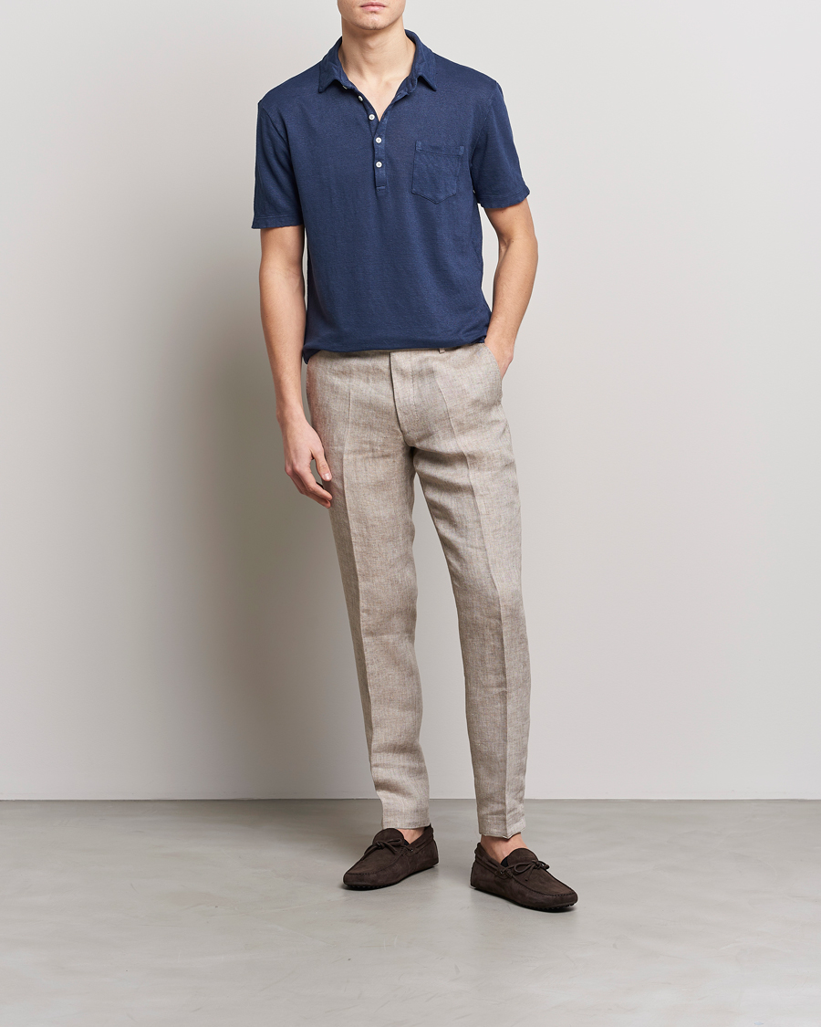 Herre | Polotrøjer | Massimo Alba | Wembley Linen Polo Navy