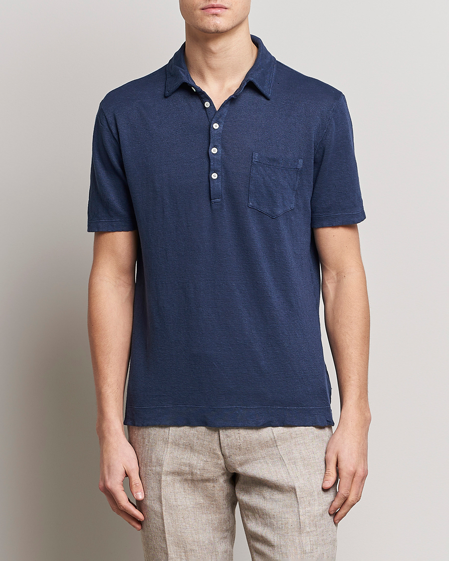 Herre | Polotrøjer | Massimo Alba | Wembley Linen Polo Navy