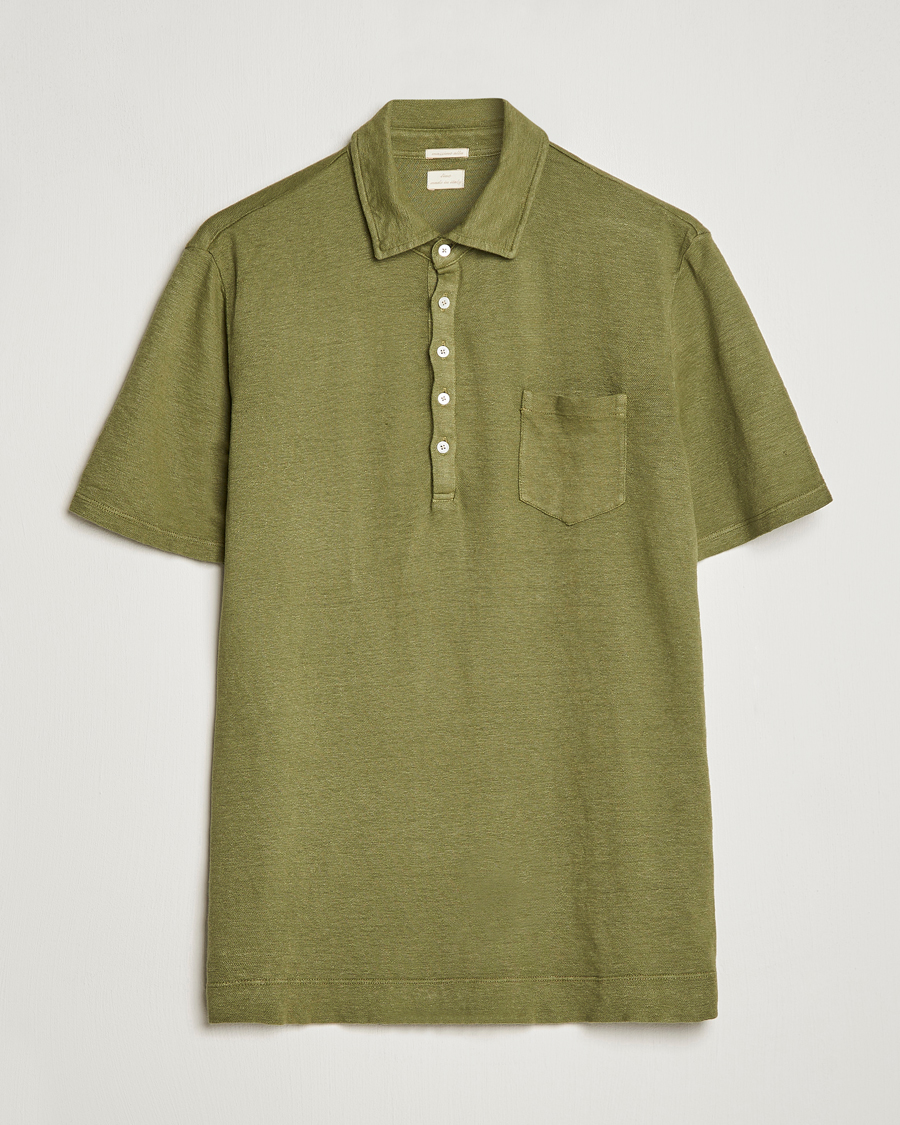 Herre | Polotrøjer | Massimo Alba | Wembley Linen Polo Green Desert