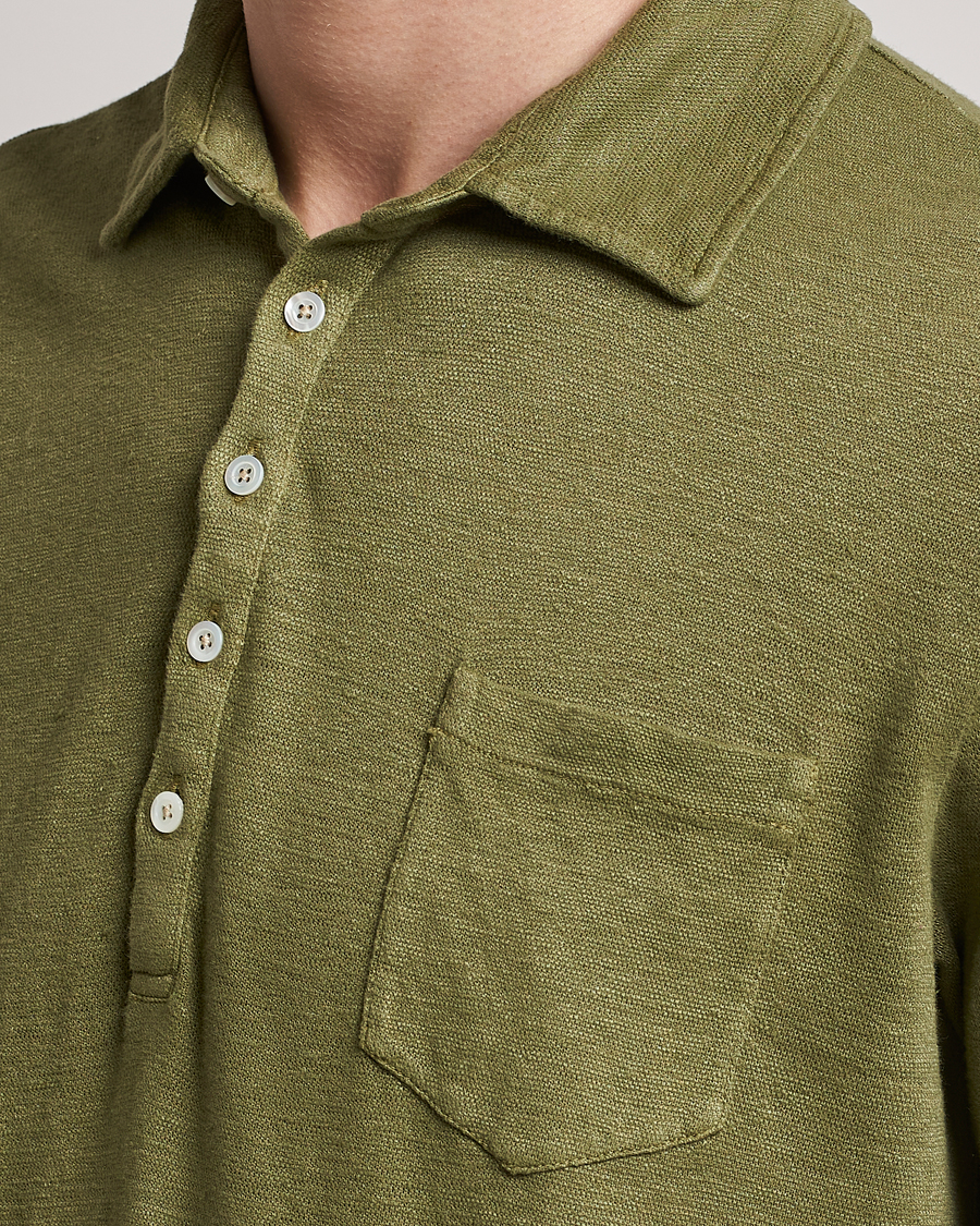 Herre | Polotrøjer | Massimo Alba | Wembley Linen Polo Green Desert