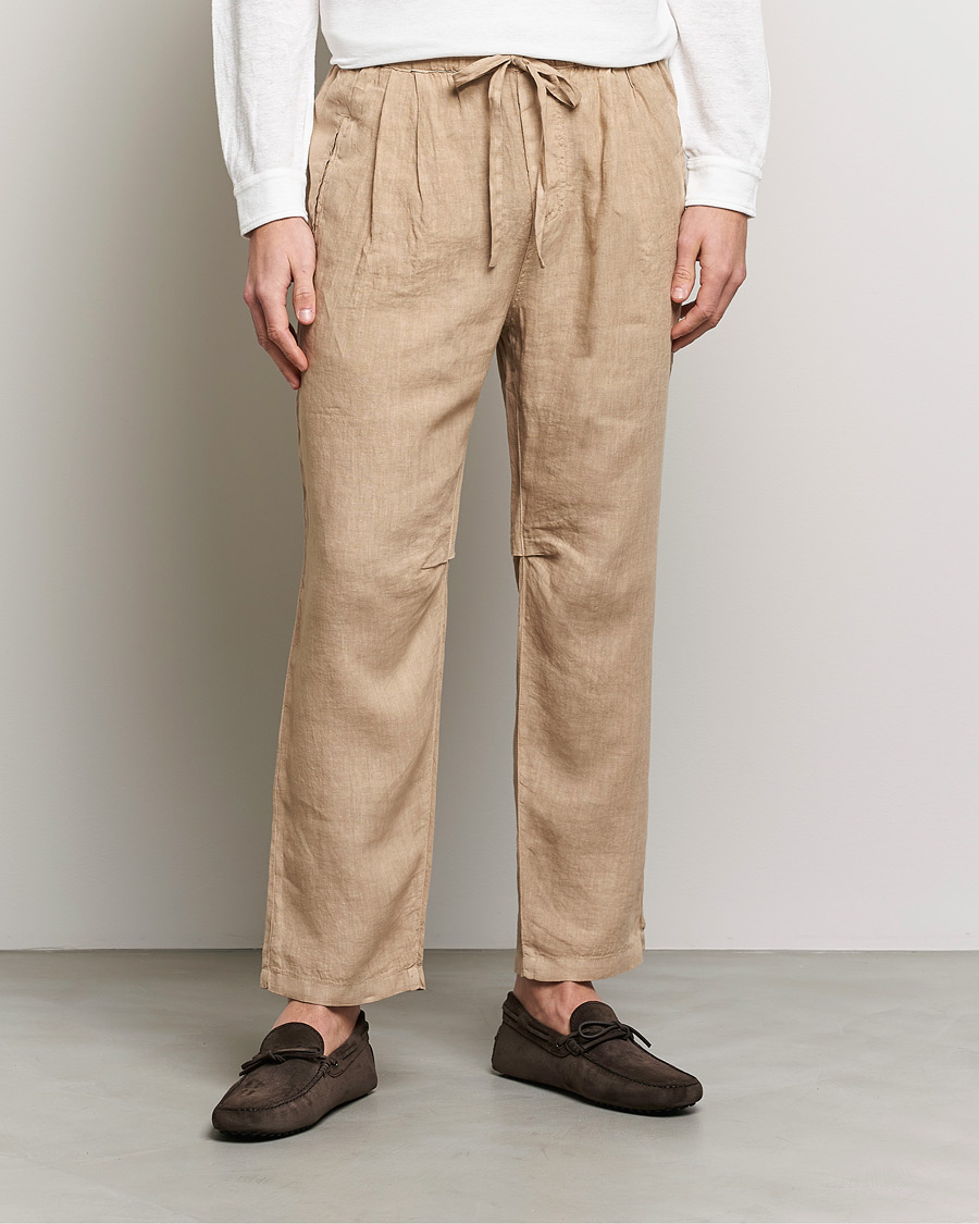 Herre | Bukser | Massimo Alba | Keywest Linen Drawstring Pants Sand