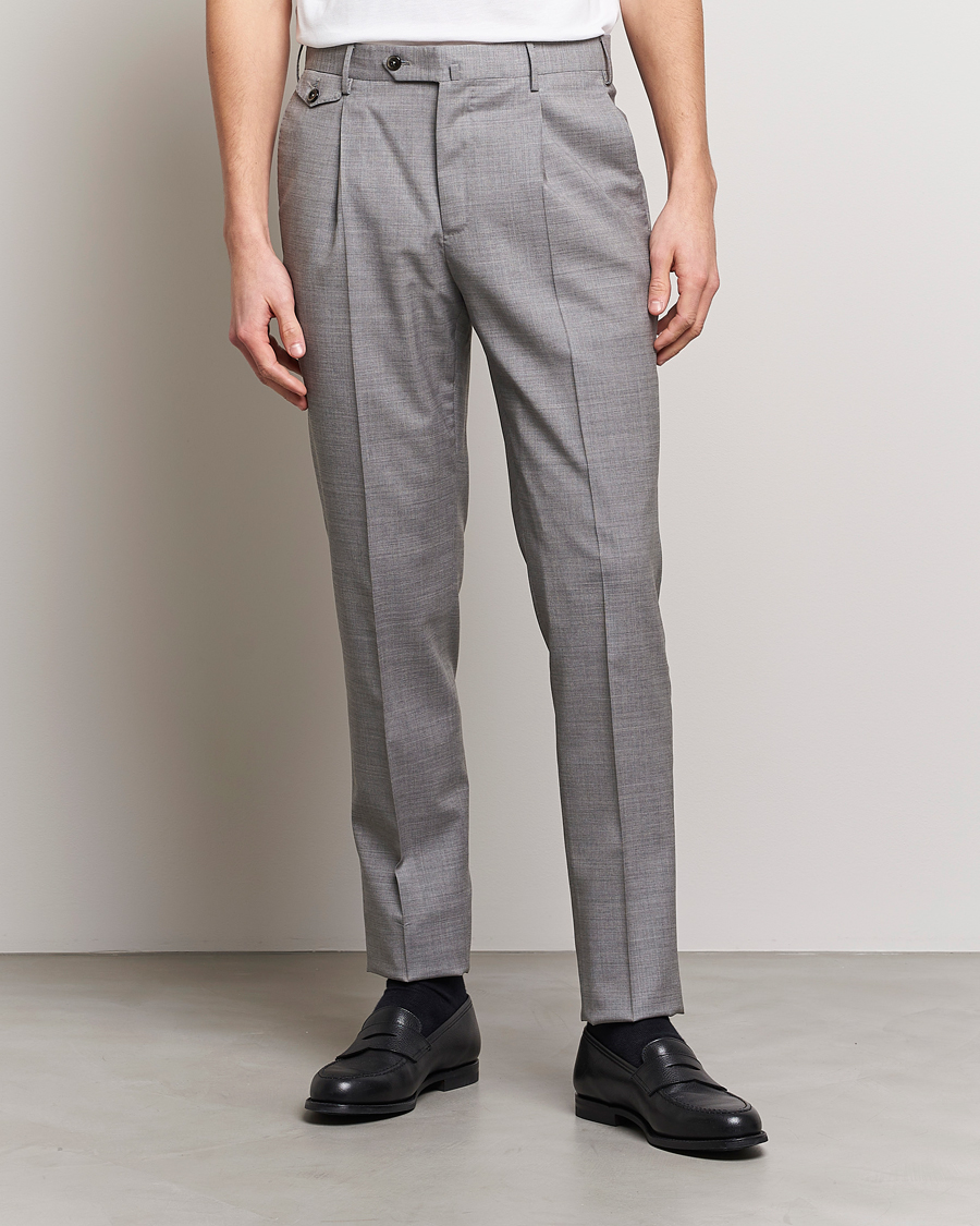 Herre | PT01 | PT01 | Gentleman Fit Wool Trousers Light Grey
