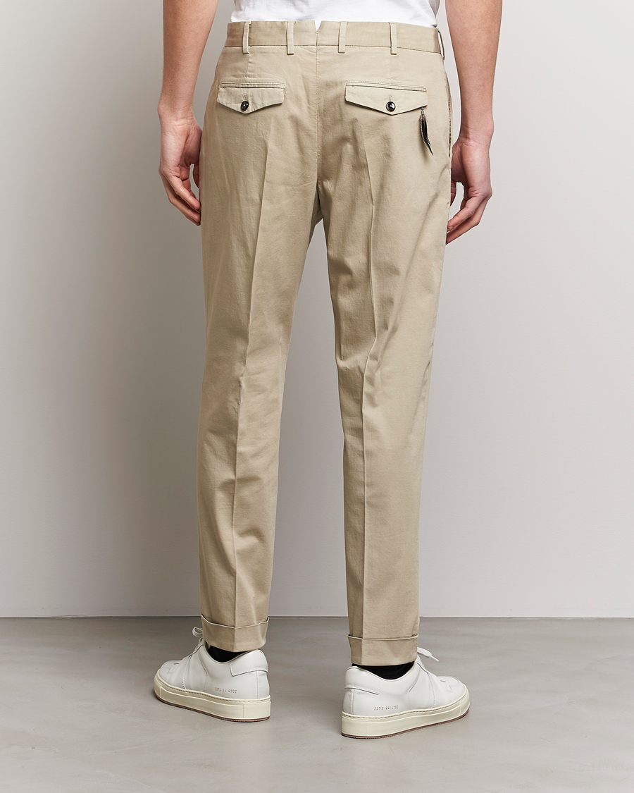 Herre | Bukser | PT01 | Slim Fit Pleated Linen Blend Trousers Beige