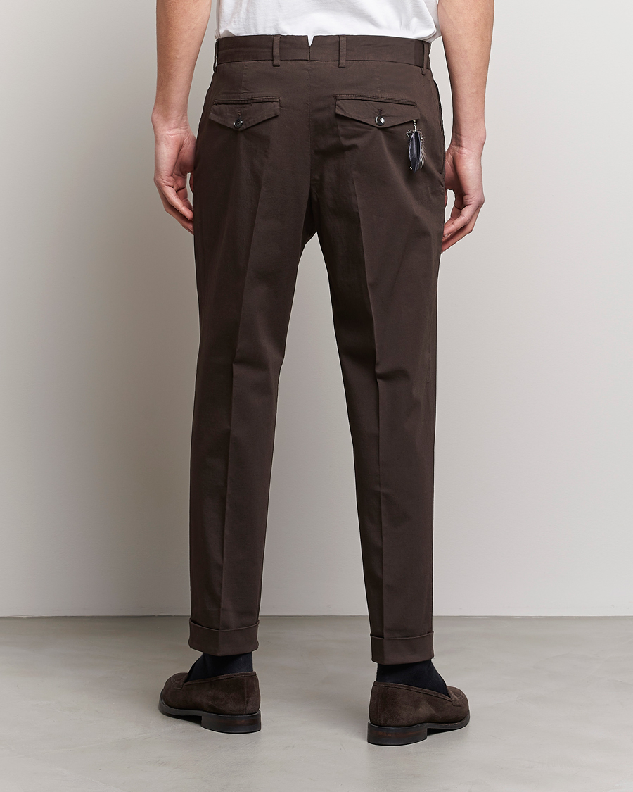 Herre | Bukser | PT01 | Slim Fit Pleated Linen Blend Trousers Chocolate