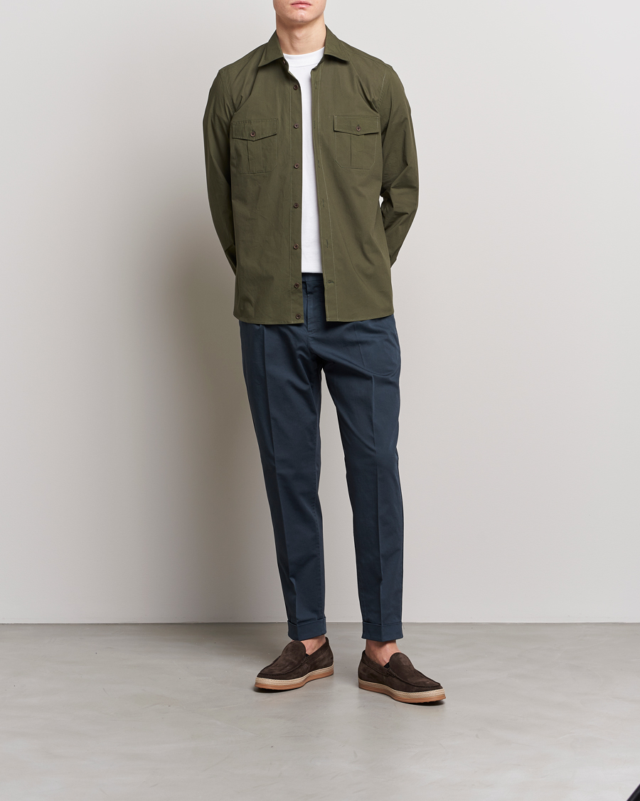 Herre | Bukser | PT01 | Slim Fit Pleated Linen Blend Trousers Navy