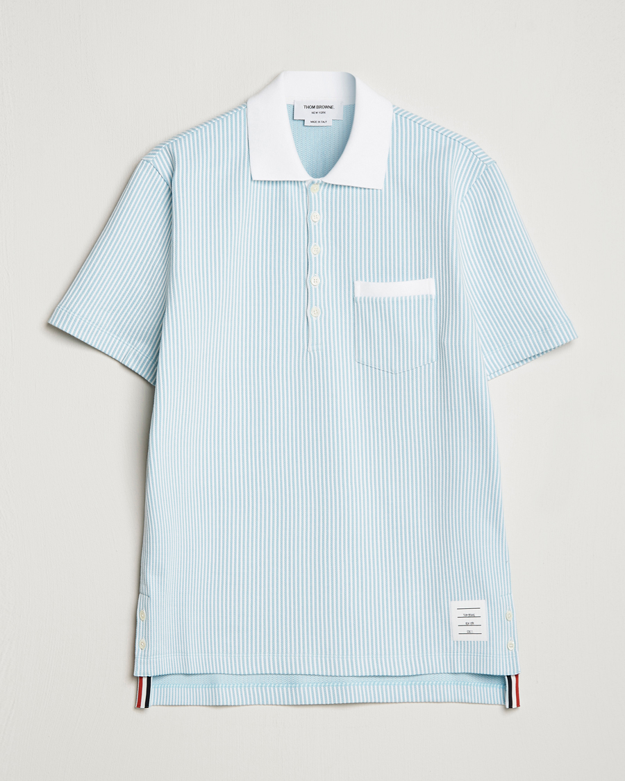 Herre | Polotrøjer | Thom Browne | Short Sleeve Seersucker Polo Light Blue