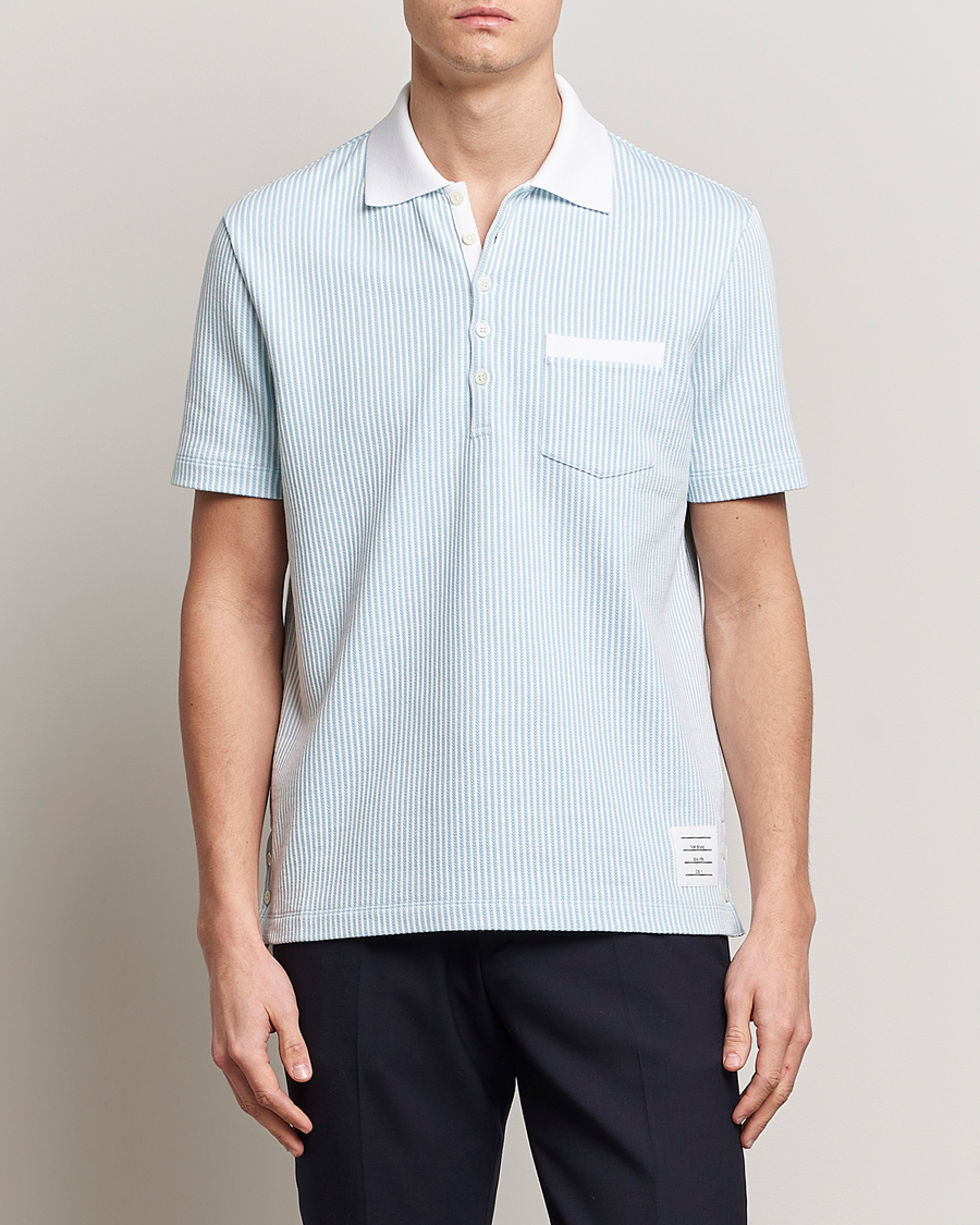 Herre | Polotrøjer | Thom Browne | Short Sleeve Seersucker Polo Light Blue