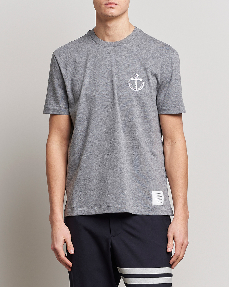 Herre | T-Shirts | Thom Browne | Anchor Embroidered T-Shirt Light Grey