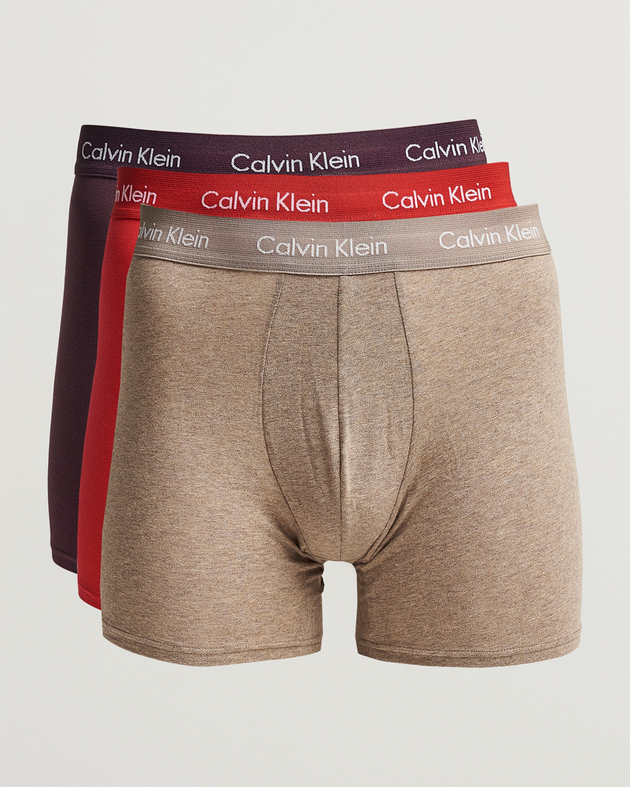 Herre | Undertøj | Calvin Klein | Cotton Stretch 3-Pack Boxer Breif Plum/Red/Beige