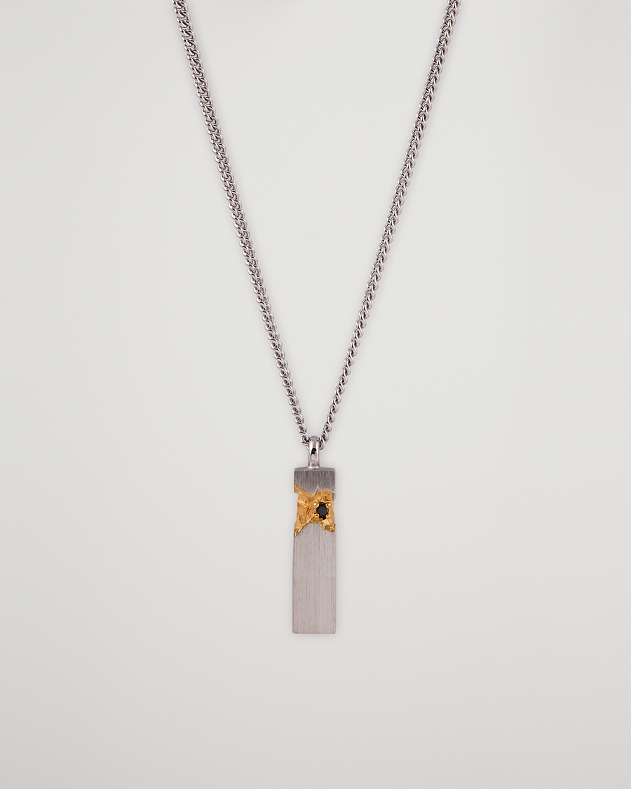 Herre | Tom Wood Mined Cube Pendant Necklace Silver/Black | Tom Wood | Mined Cube Pendant Necklace Silver/Black