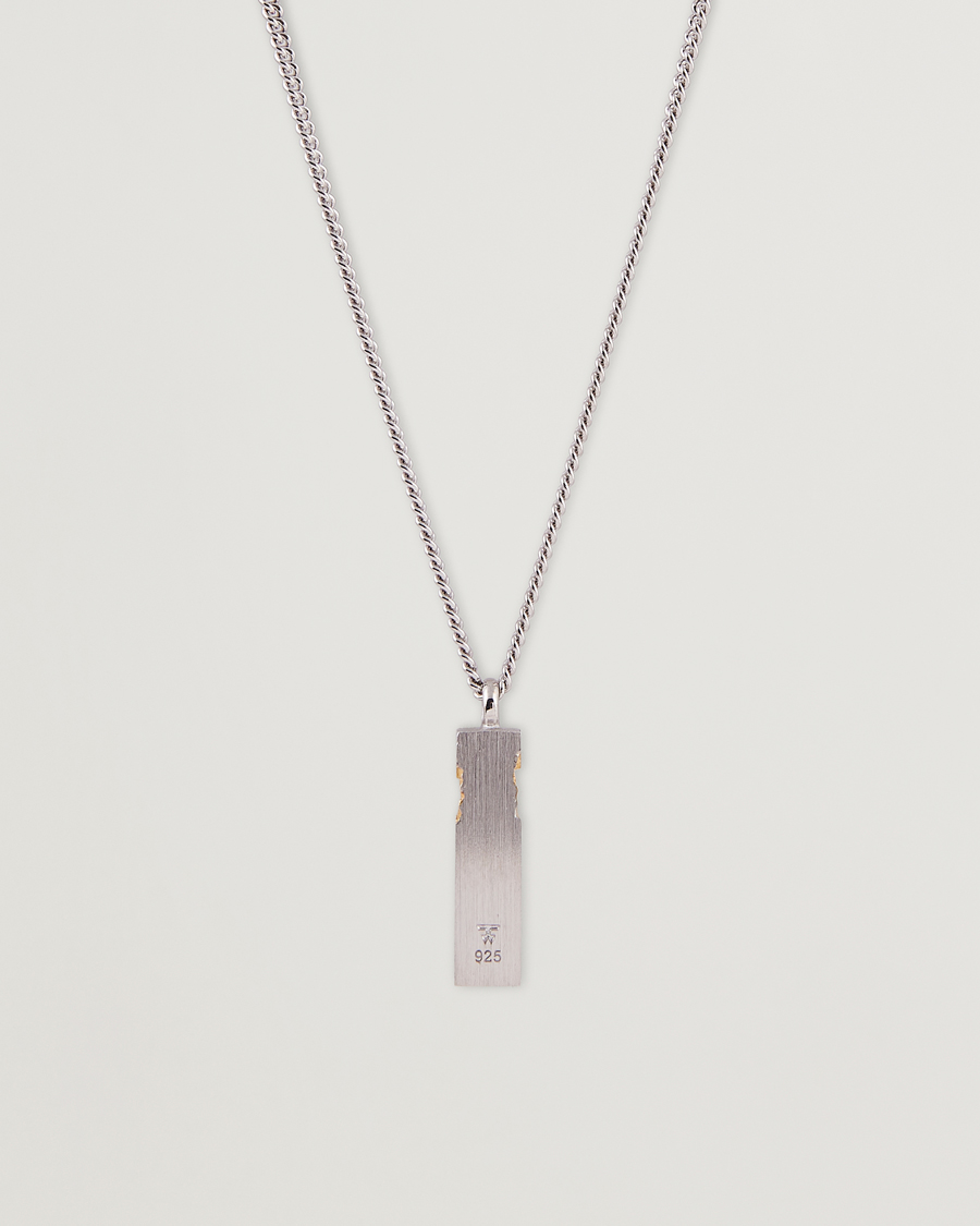 Herre | Tom Wood Mined Cube Pendant Necklace Silver/Black | Tom Wood | Mined Cube Pendant Necklace Silver/Black