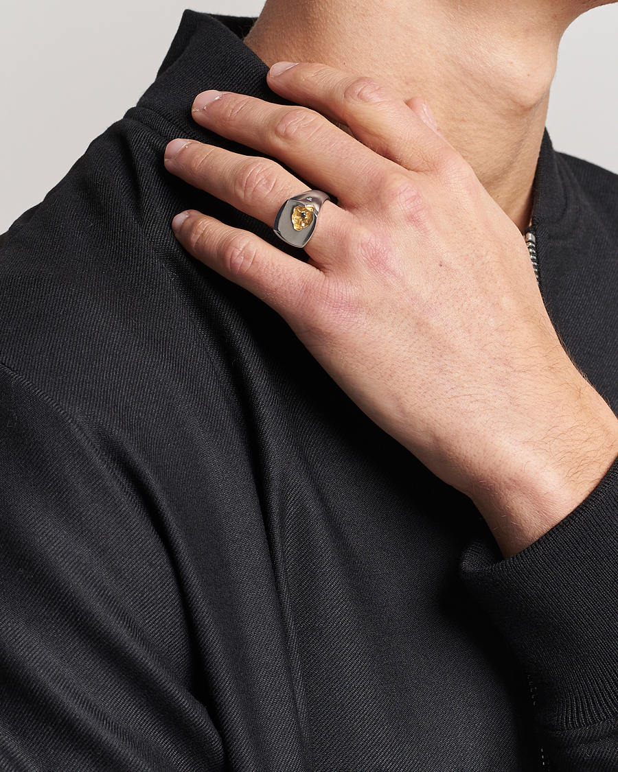 Herre | Tom Wood | Tom Wood | Mined Ring Large Diamond  Silver/Black