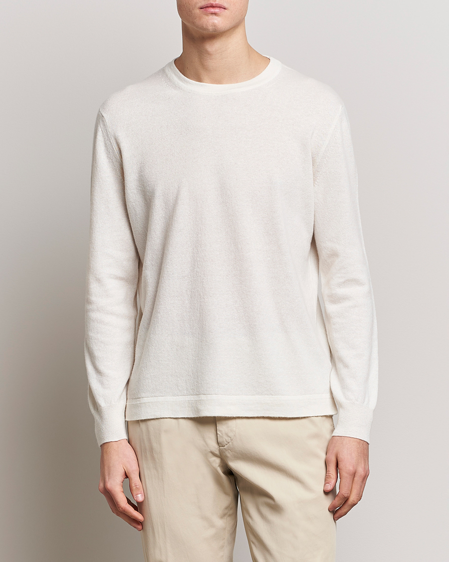 Herre | Zegna | Zegna | Oasi Cashmere/Linen Crew Neck Sweater Off White