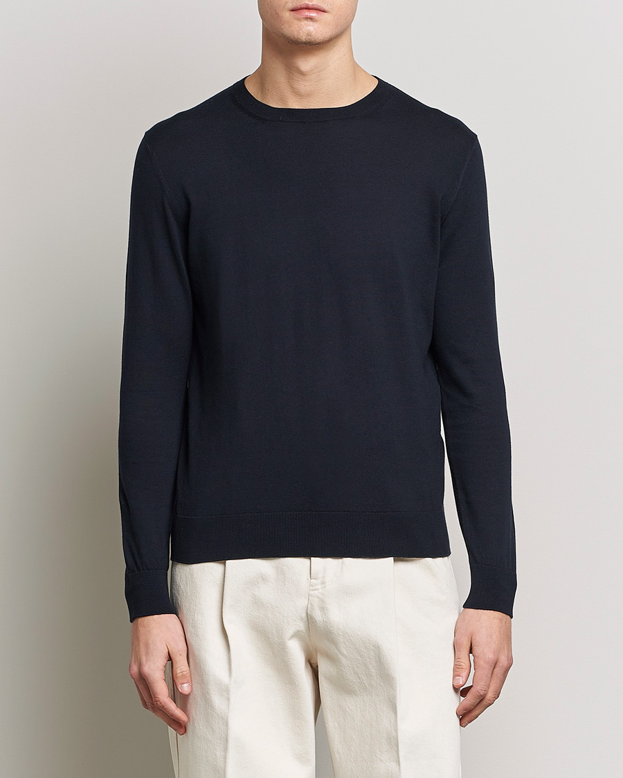 Herre | Zegna | Zegna | Premium Cotton Crew Neck Sweater Navy
