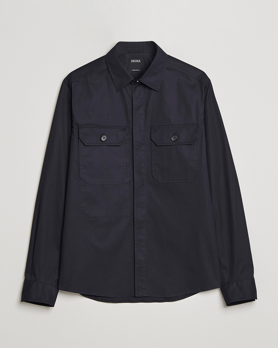 Herre | Skjorter | Zegna | Premium Cotton Overshirt Navy