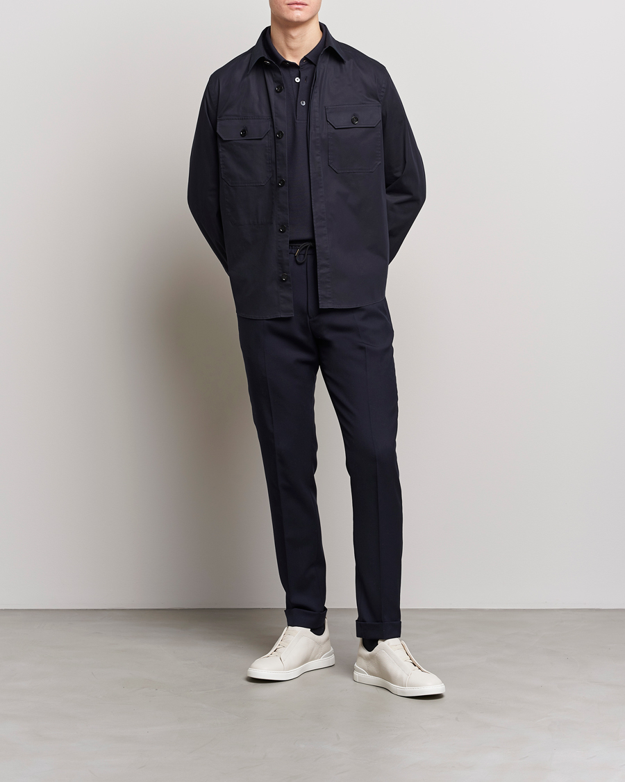 Herre | Skjorter | Zegna | Premium Cotton Overshirt Navy