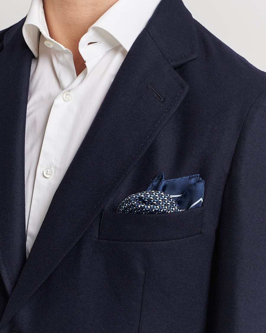 Herre | Zegna | Zegna | Printed Silk Pochette Navy