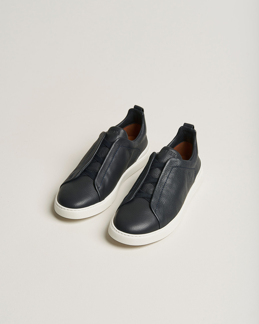 Herre | Italian Department | Zegna | Triple Stitch Sneakers Navy Deerskin