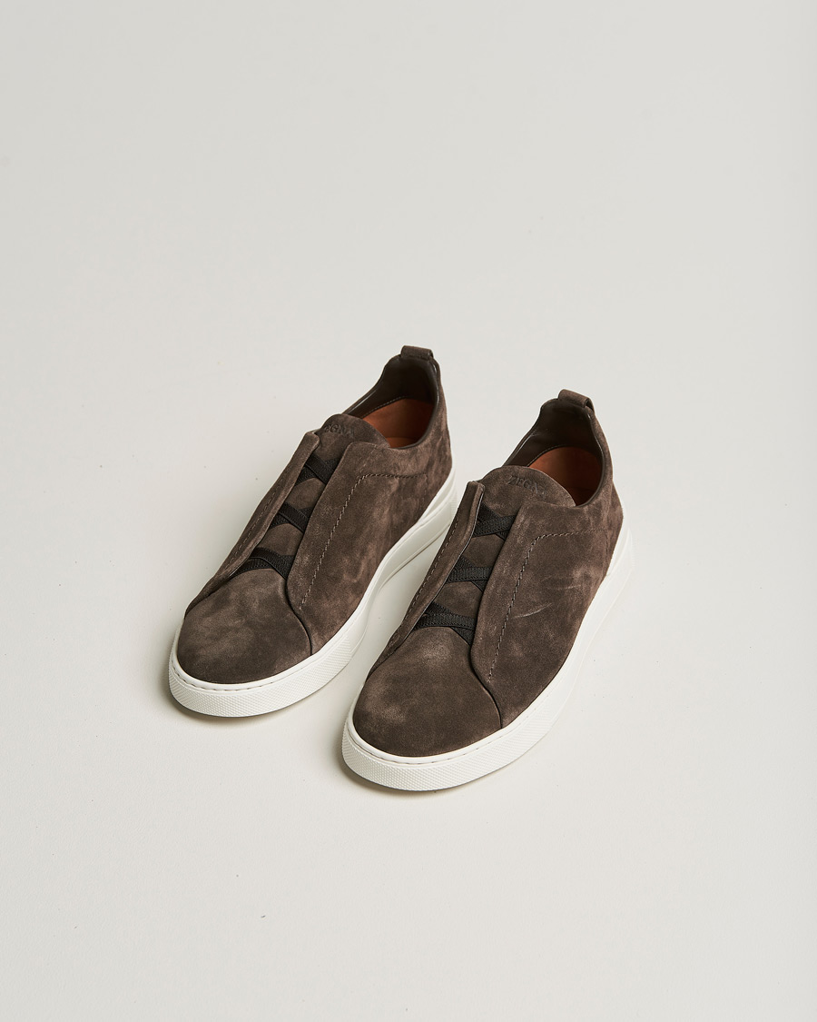 Herre | Sko i ruskind | Zegna | Triple Stitch Sneakers Dark Brown Suede